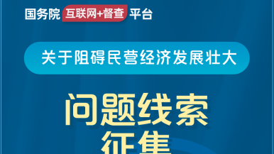 操逼综合视频网国务院“互联网+督查”平台公开征集阻碍民营经济发展壮大问题线索